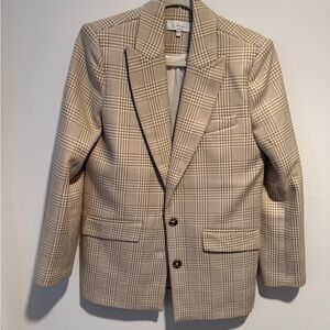 L'Academie Beige Checkered Blazer